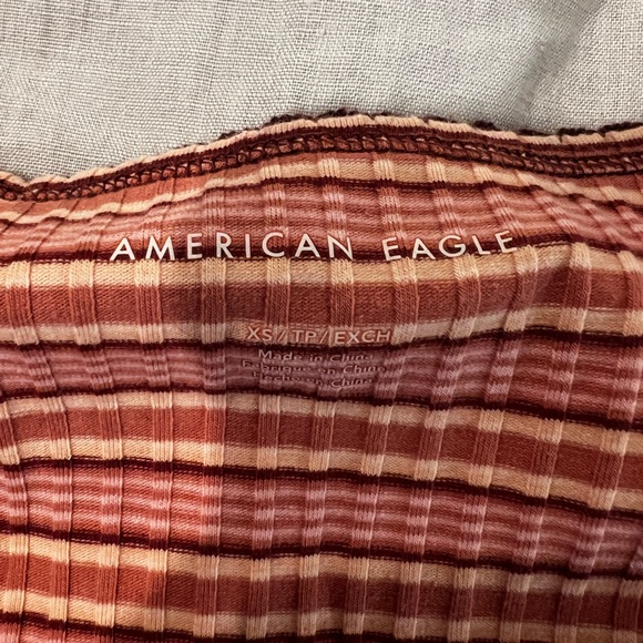 American Eagle Striped Button Crop Top - Picture 2 of 3